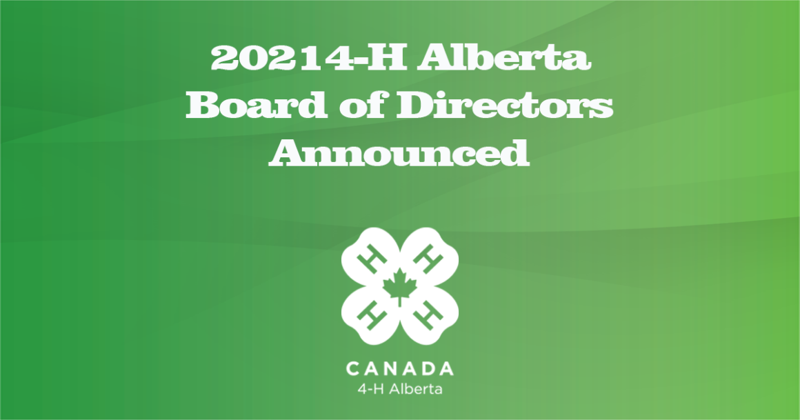 Announcement of new Board of Directors for 4-H Alberta